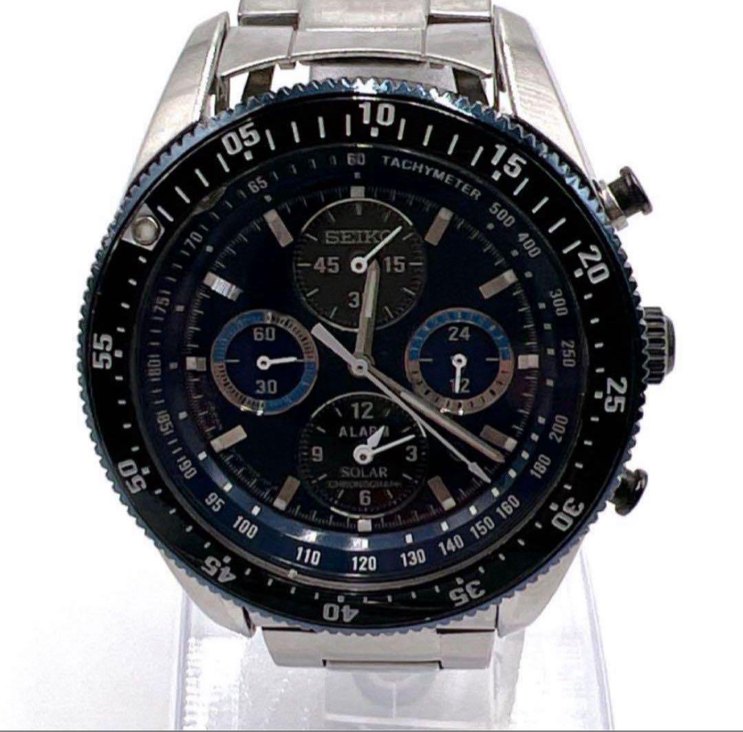 稼働品☆ セイコー　ソーラーCHRONOGRAPH 腕時計 V172-0AD0