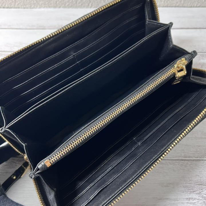 お得HOT ミュウミュウ マテラッセ ラウンド長財布 ナッパレザー ブラック EVGmu-m31892985312 人気SALE新品