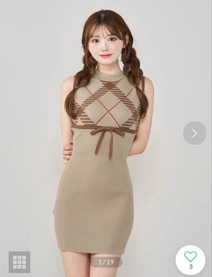 Darich チェックジャガードニットミニワンピース