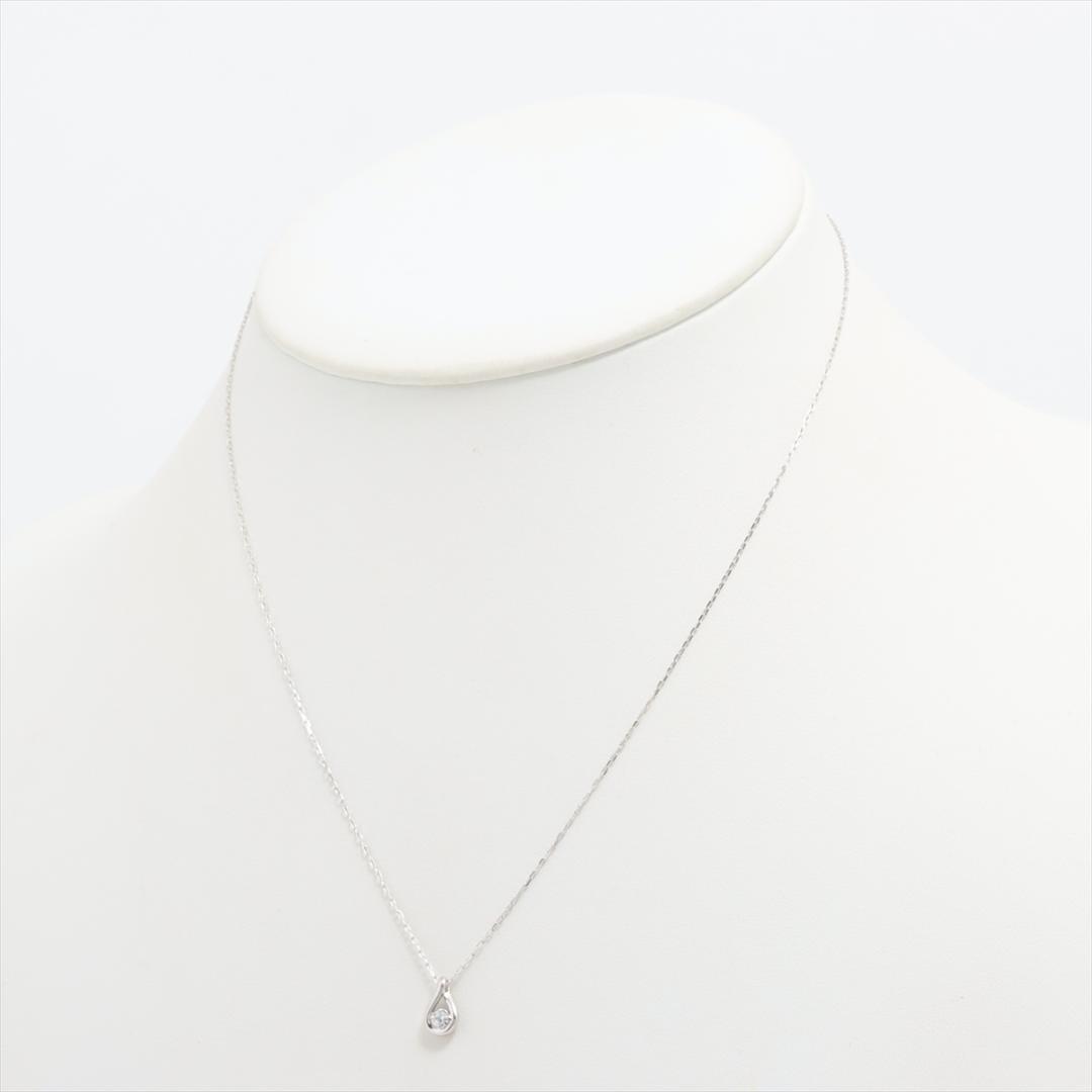 箱付き【4℃】WG ダイヤモンド ネックレス アクアマリン石 K10