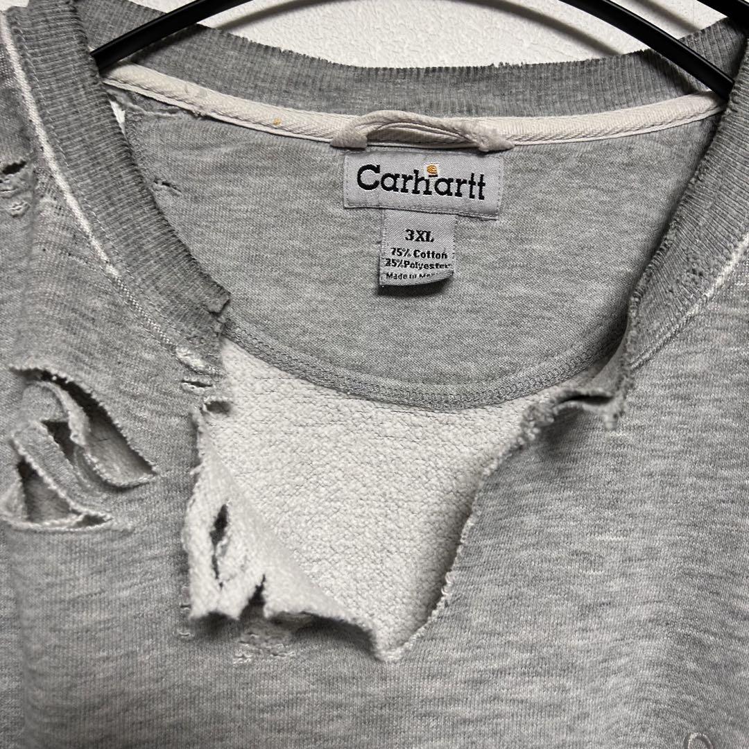 Carhartt ダメージ加工 グレー セーター 3XL