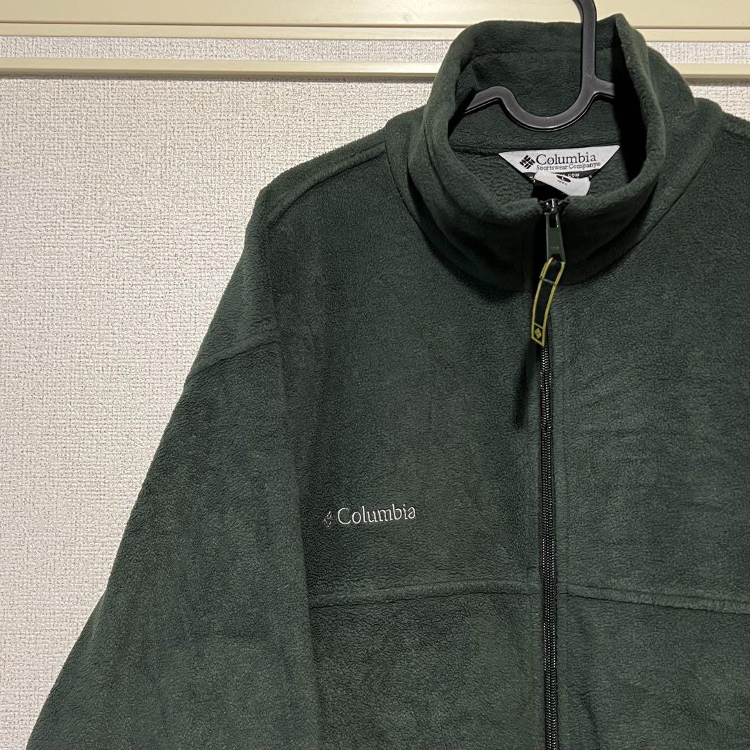 Columbia コロンビア　フリースジャケット アウトドア　グリーン　ロゴ刺繍