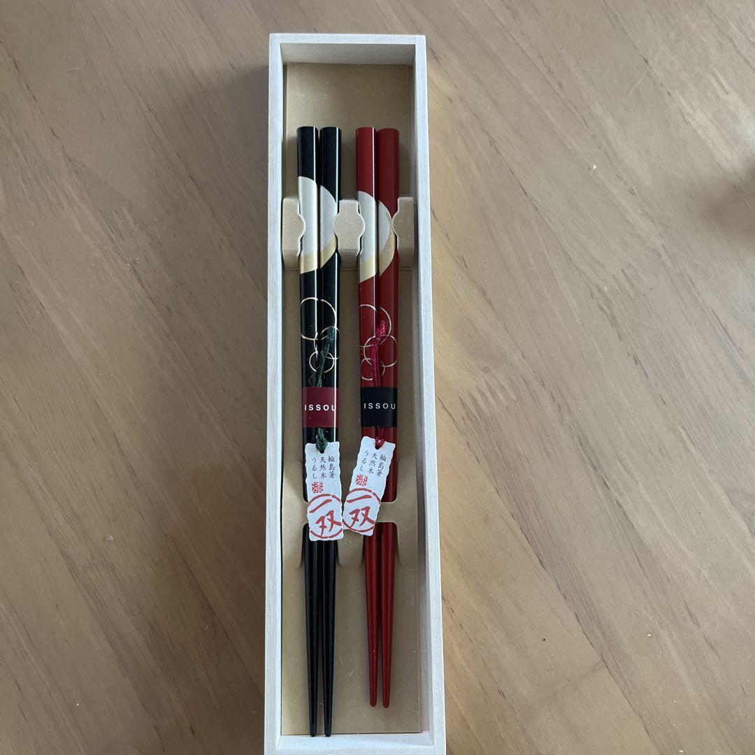 一双輪島塗夫婦箸