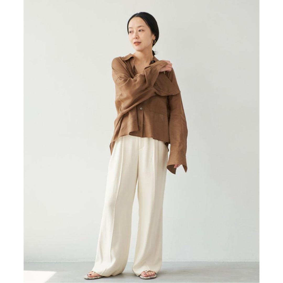 Plage】washable linen混 ハイウエストパンツ ホワイト 38