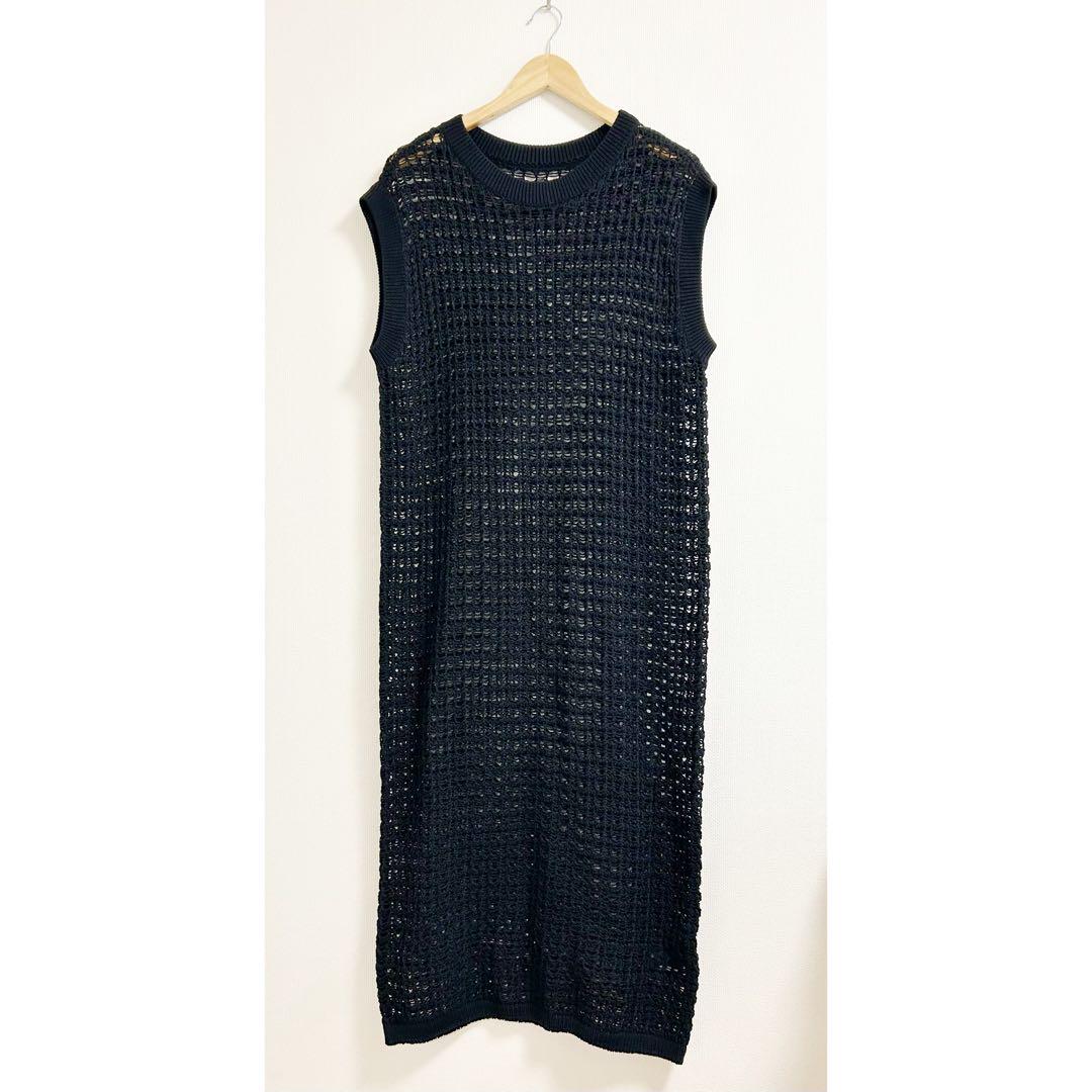 m338_NOBLE 極美品✨22SS☘️コットンリリヤーンニットワンピース