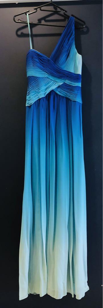 BCBGMAXAZRIA グラデーションブルーロングドレス 02
