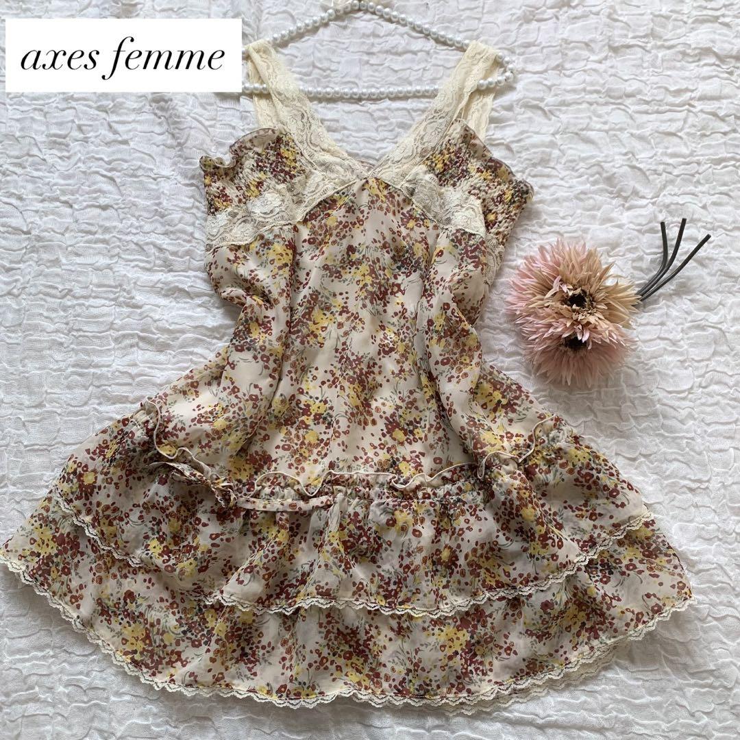 アクシーズファム　花柄キャミソール　チュニック アクシーズファム キャミソール ノースリーブ 花柄チュニック