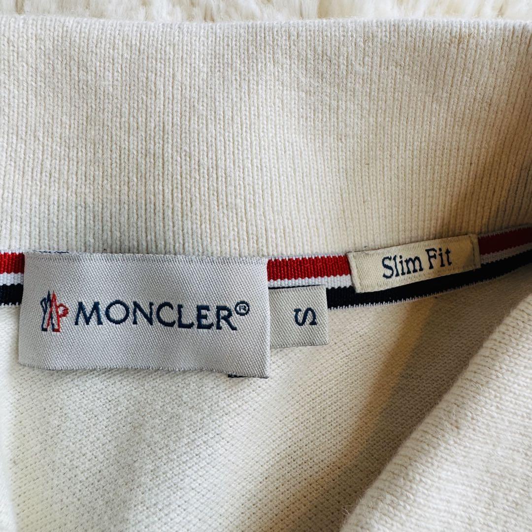 MONCLER モンクレール ビッグワッペンロゴ 長袖ポロシャツ アイボリー S