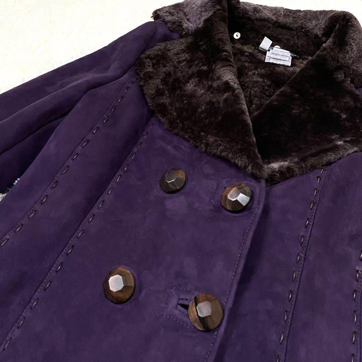 美品✨ Ferragamo ムートンコート シルク ファー付き 大きいサイズ