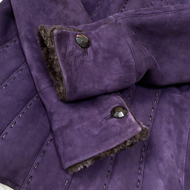 美品✨ Ferragamo ムートンコート シルク ファー付き 大きいサイズ ...