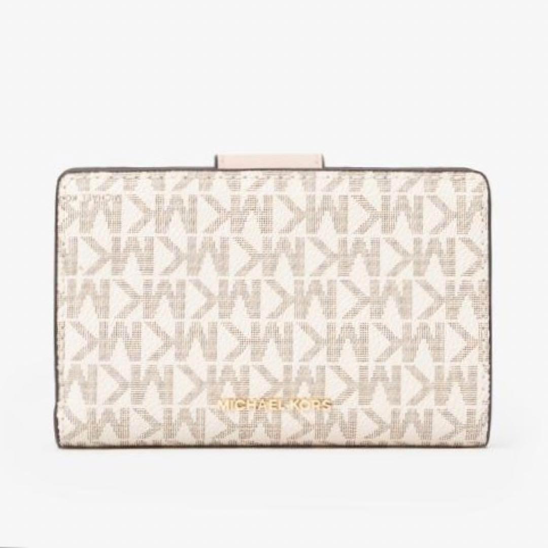 新品】マイケルコース✨財布 折り財布 ピンク 人気 ロゴ タブ