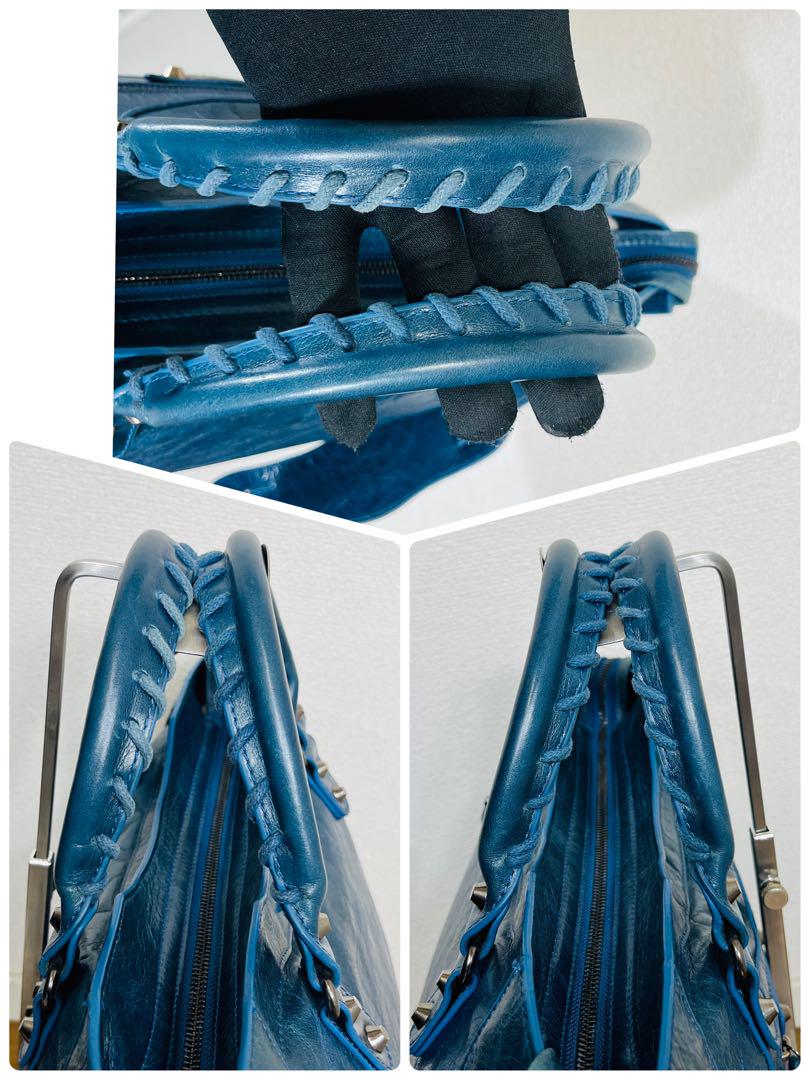 Balenciaga シティ　ブルーレザー　ショルダーバッグ