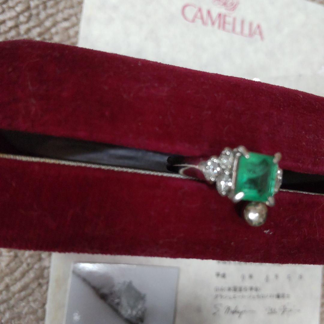 Pt850 エメラルド ダイヤモンド リング 0.95 ctsD0.34ct