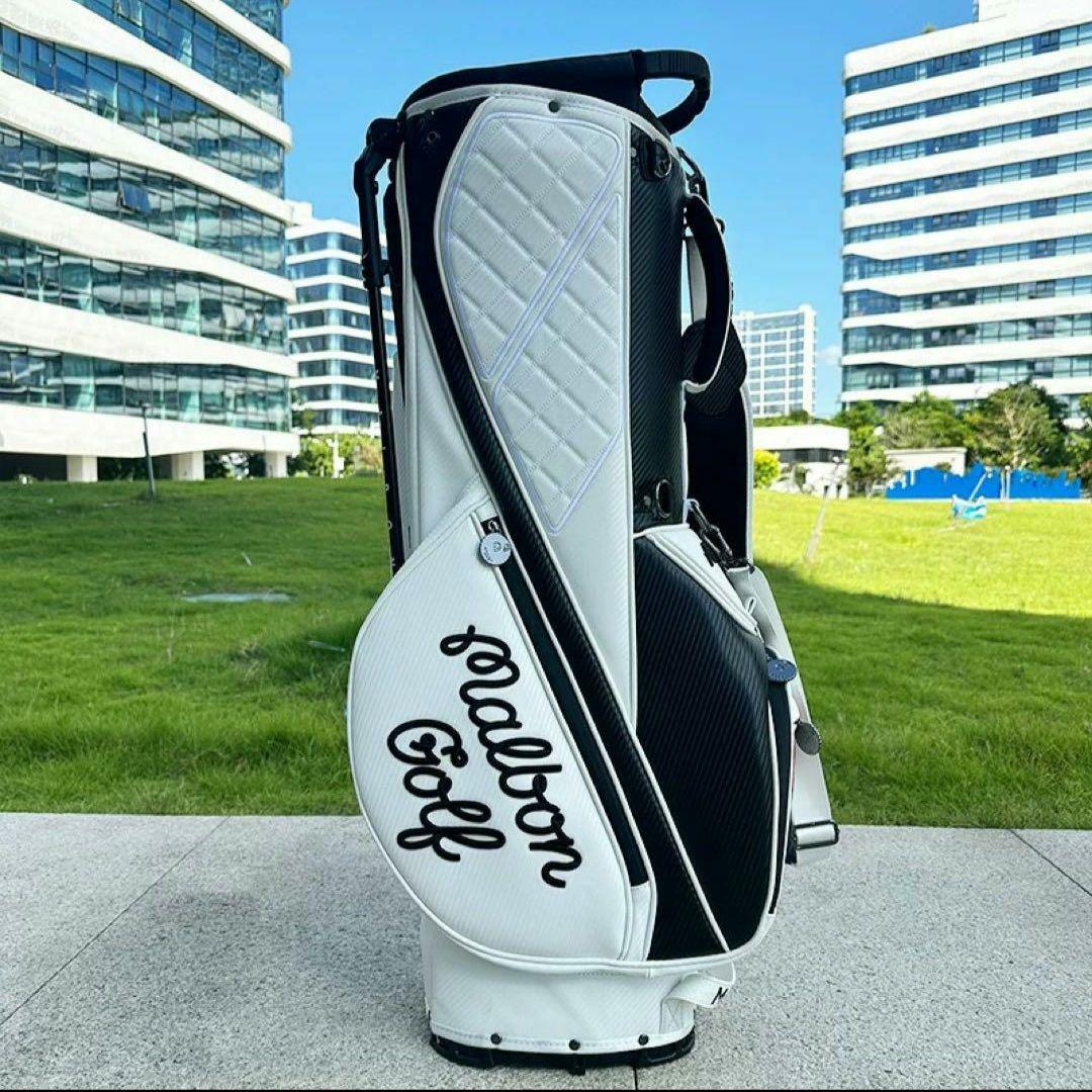 即日発送 マルボンゴルフ キャディバッグ Malbon Golf バック 白BB マルボンゴルフ Malbon キャディバッグ 男女兼用 白 マルボン
