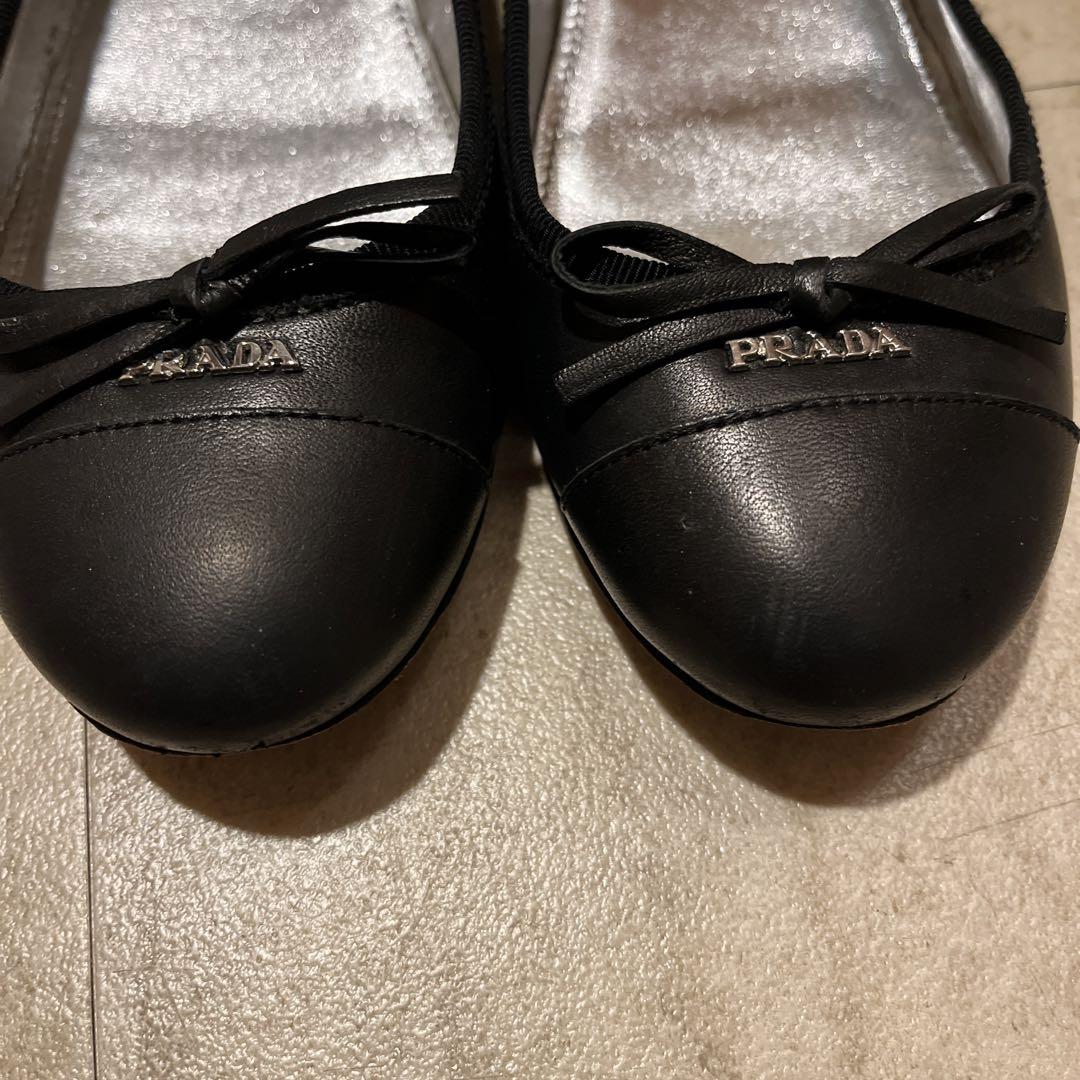 プラダ　PRADA バレエシューズ　リボン　34 1/2 22cm