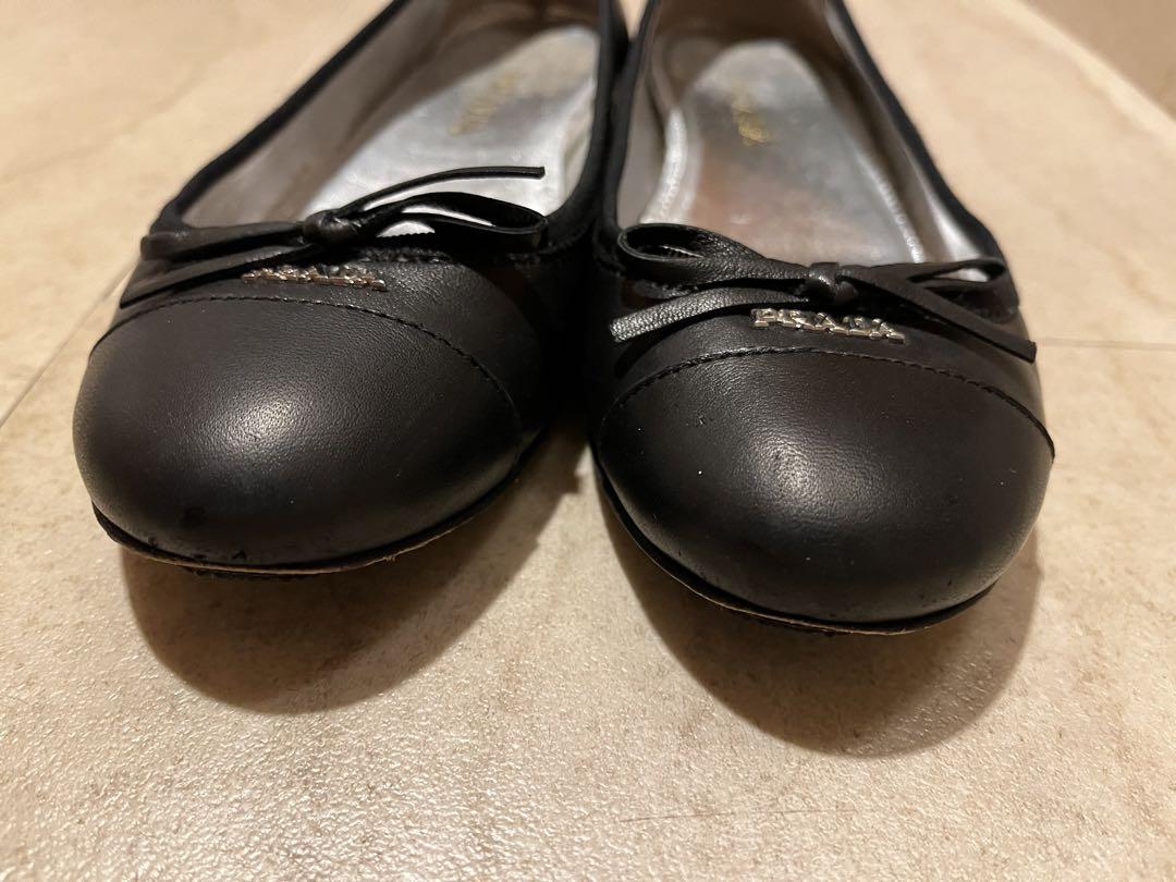 プラダ PRADA バレエシューズ リボン 34 1/2 22cm