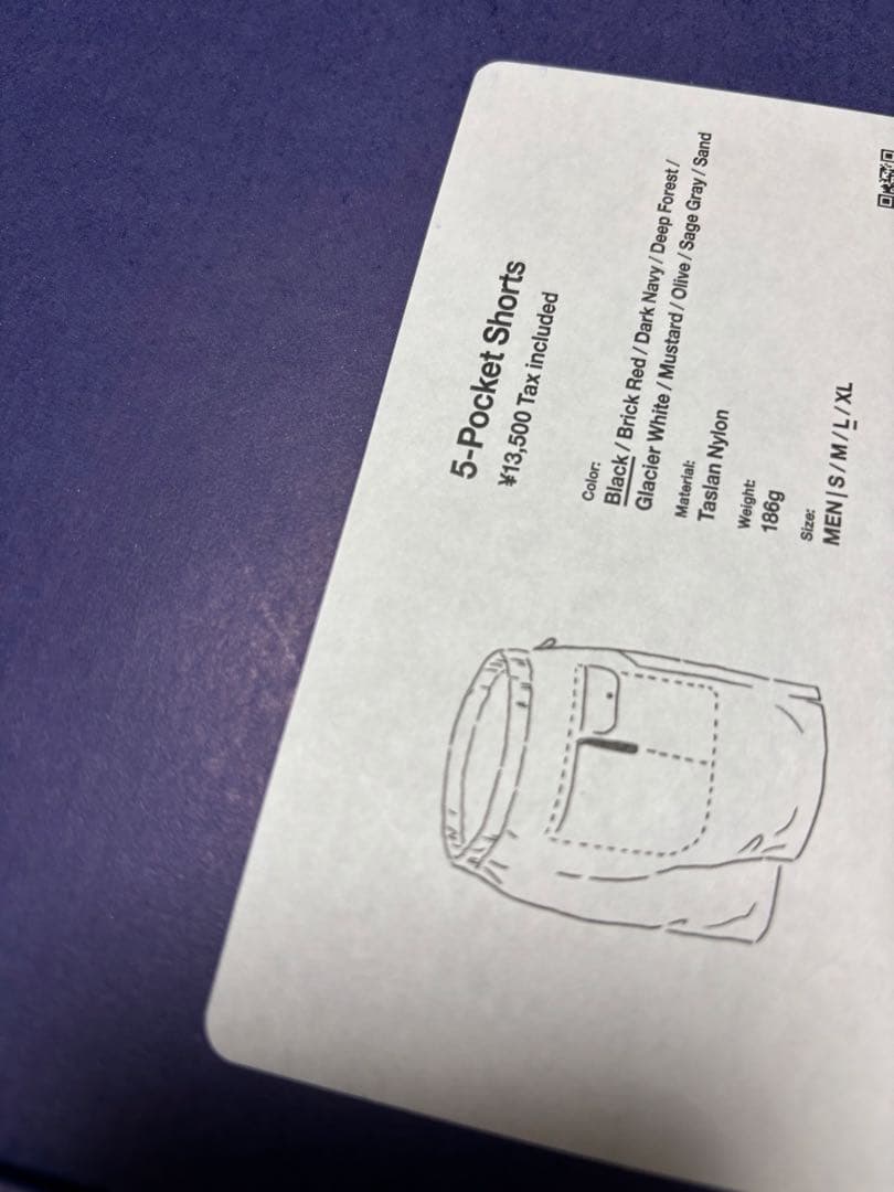 山と道　5ポケットショーツ　ブラック　Lサイズ　　　新品未使用