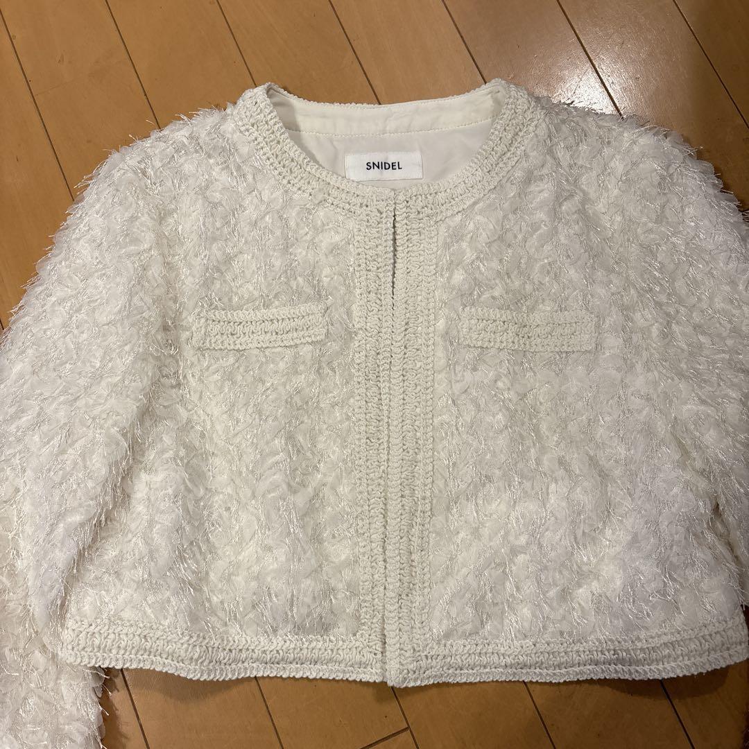 【SNIDEL】テクスチャーショートジャケット アイボリー サイズ0 タグ付き