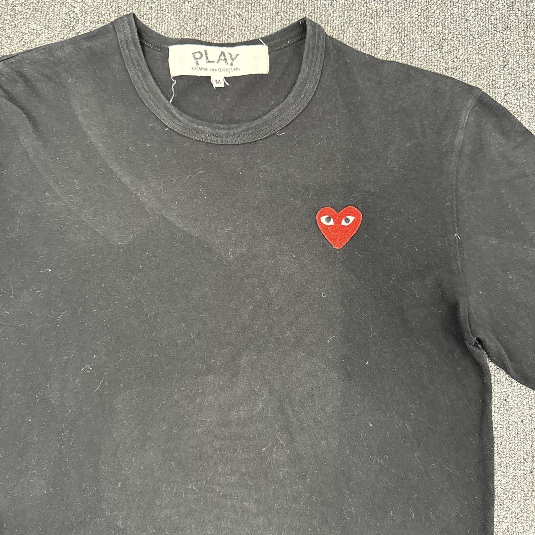 PLAY ブラック 長袖Tシャツ ハート刺繍