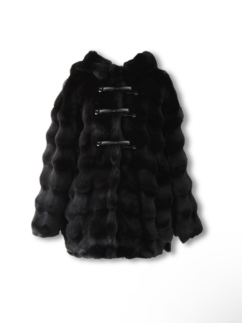M me eme Ribbon fake fur coat エムミーエメΩ