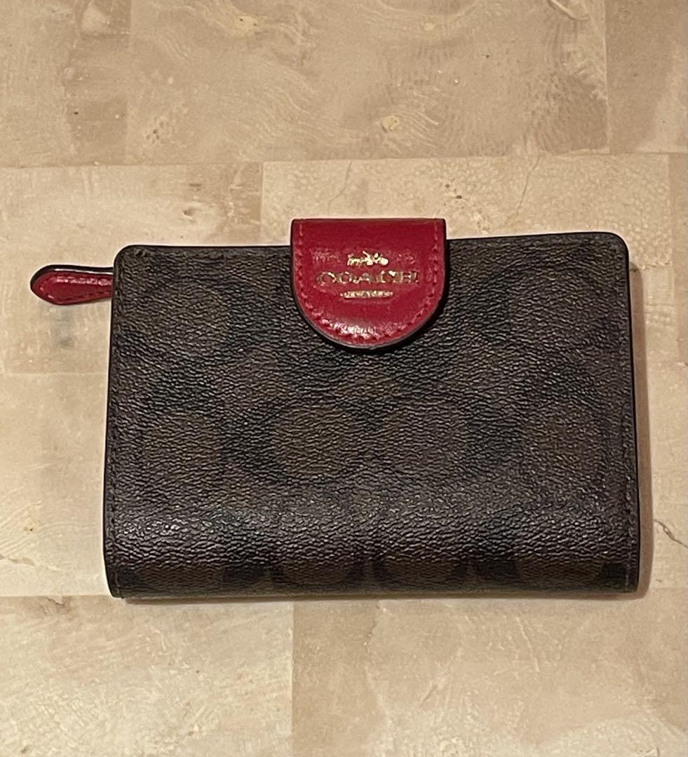 COACH 二つ折り財布　ダークヴラウン/レッド