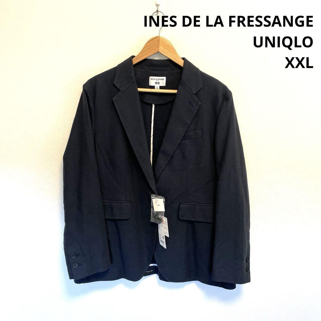 新品　UNIQLO ×イネス　リネンコットンジャケット　ネイビー　紺　XXL