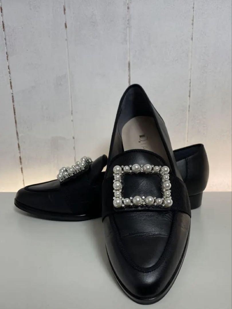 ダイアナ★黒パール付きバックル★ローファー★DIANA★現行品