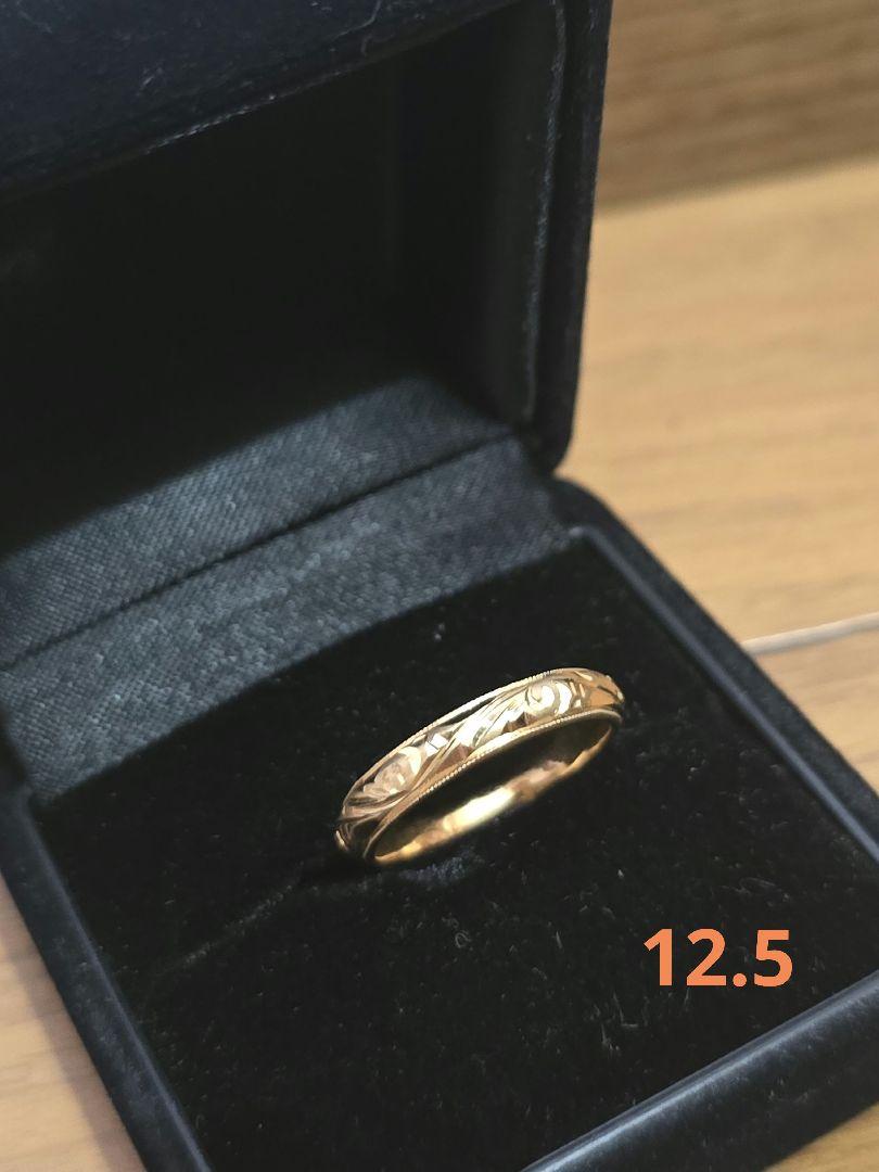 18K ゴールド 彫刻リング