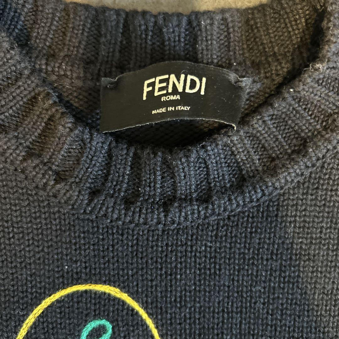 フェンディFENDI刺繍フェルトデザインウールニットセーターサイズ 44 正規品