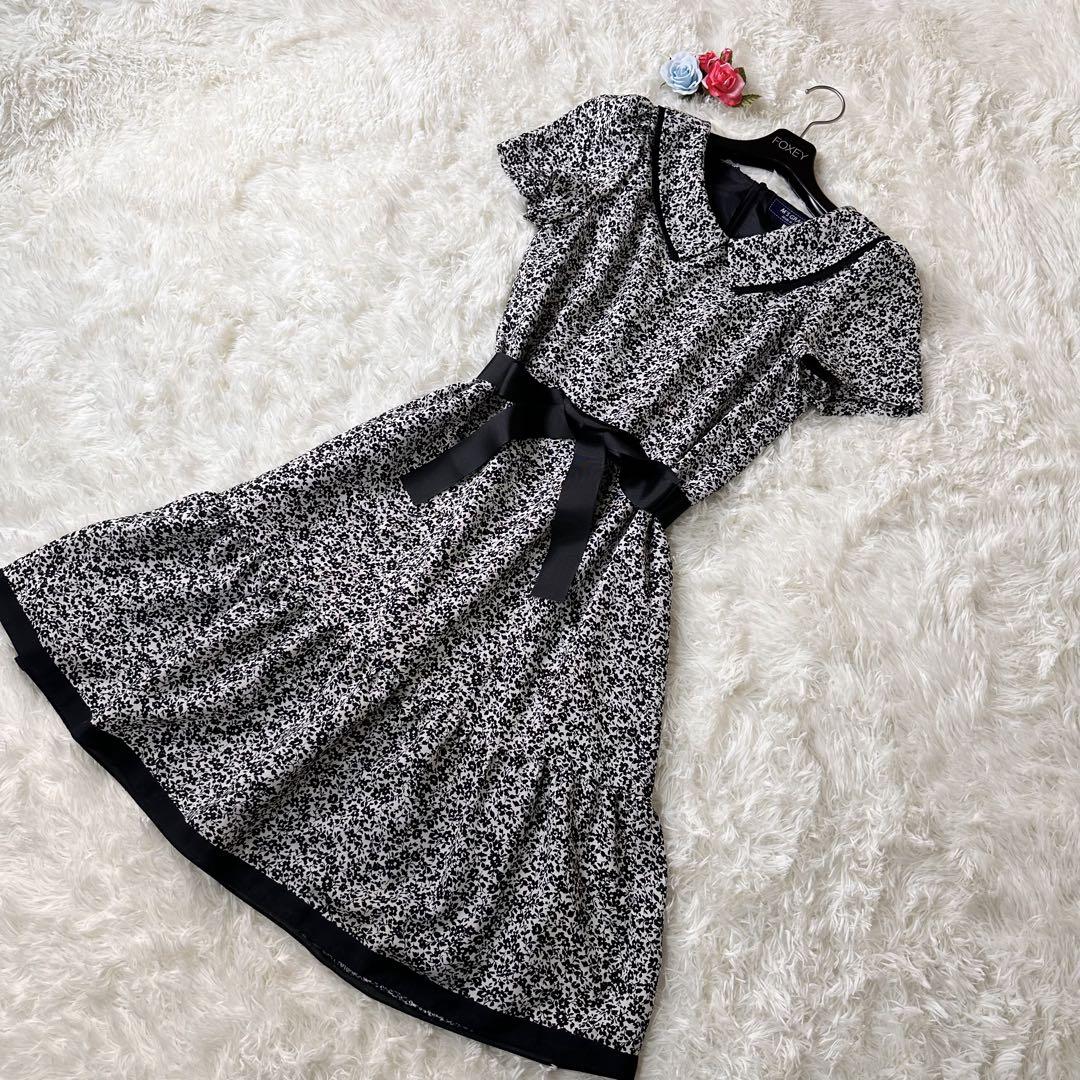 極美品✨エムズグレイシー 小花柄 とろみ素材 ひざ丈23SS 洗濯可 膝丈38
