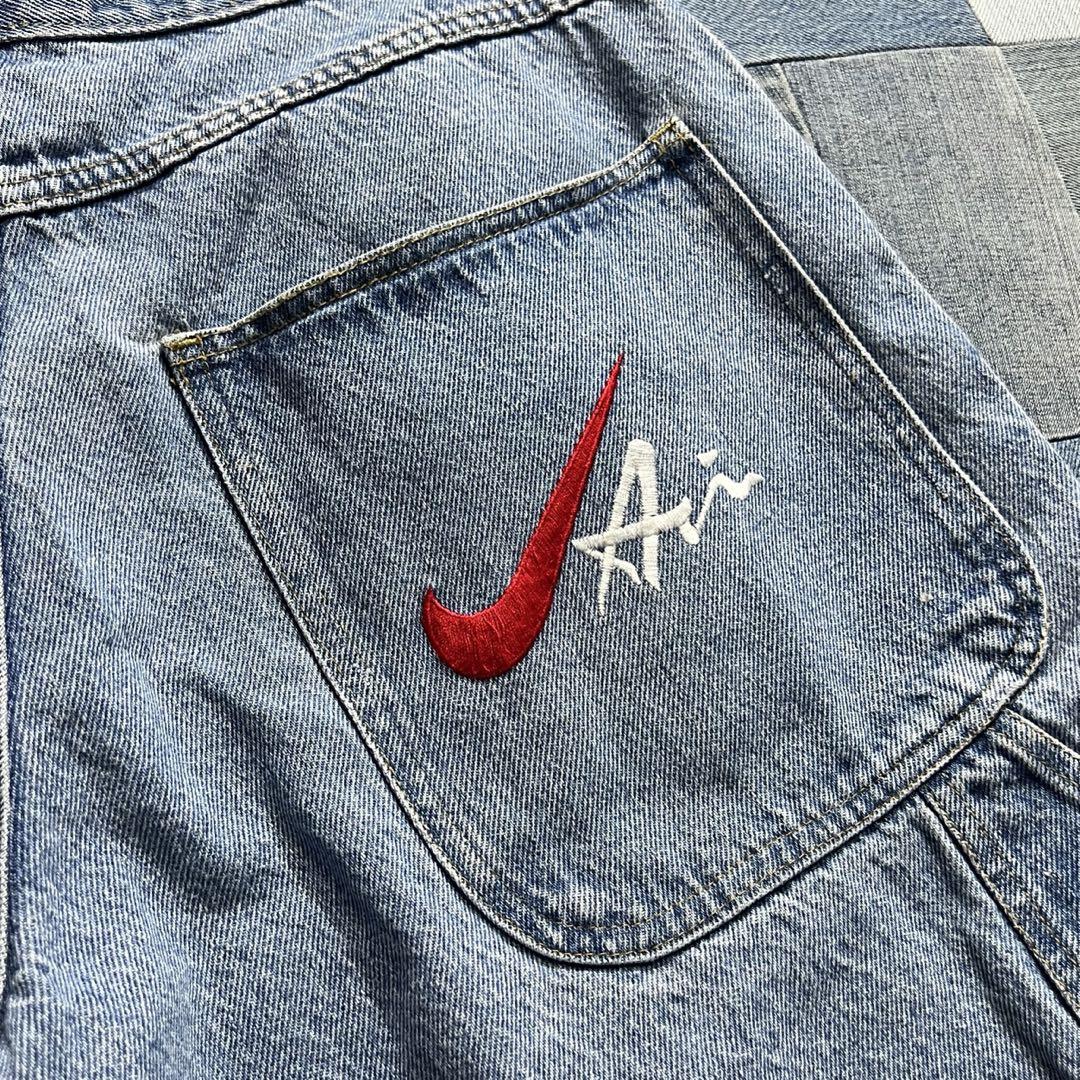 レア NIKE 刺繍　デニム　ハーフパンツ 34