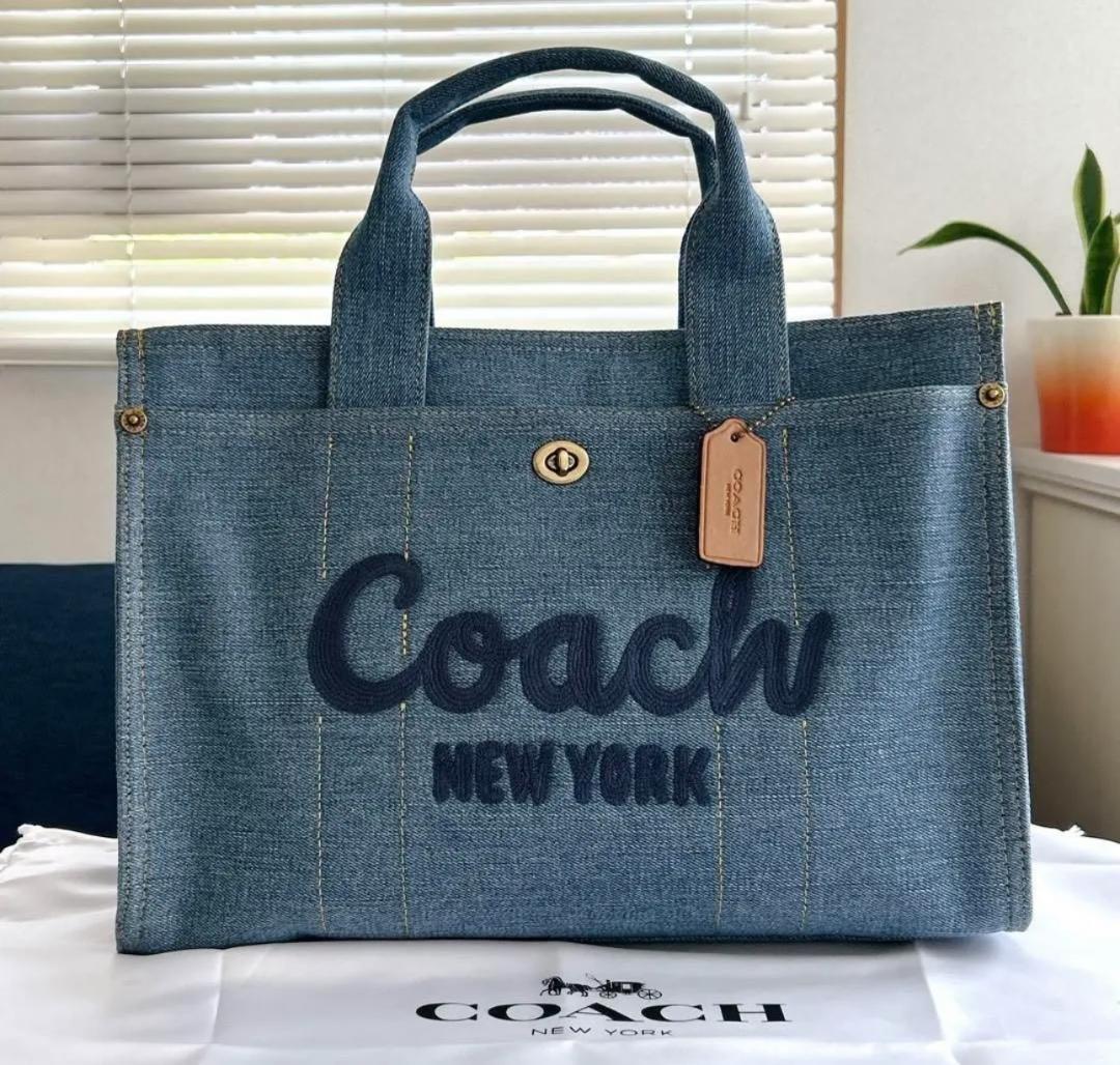 ⭐︎新品未使品⭐︎COACH カーゴトート デニム ラージ トートバッグ