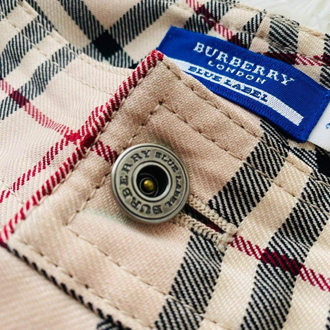 バーバリーブルーレーベル ノバチェック ホースロゴ刺繍 パンツ