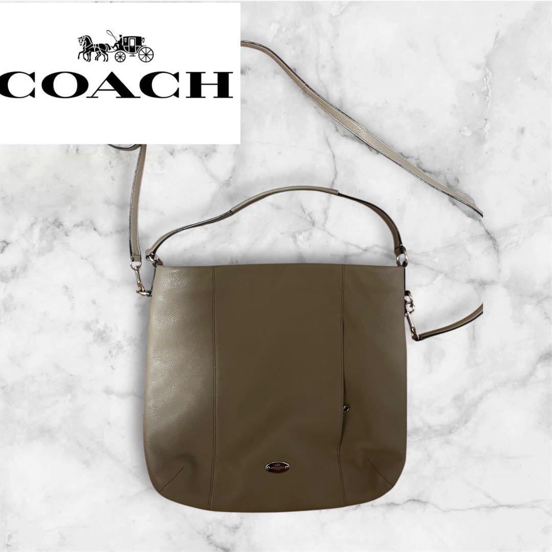 コーチ ショルダーバッグ ホーボー レザー ベージュCOACH