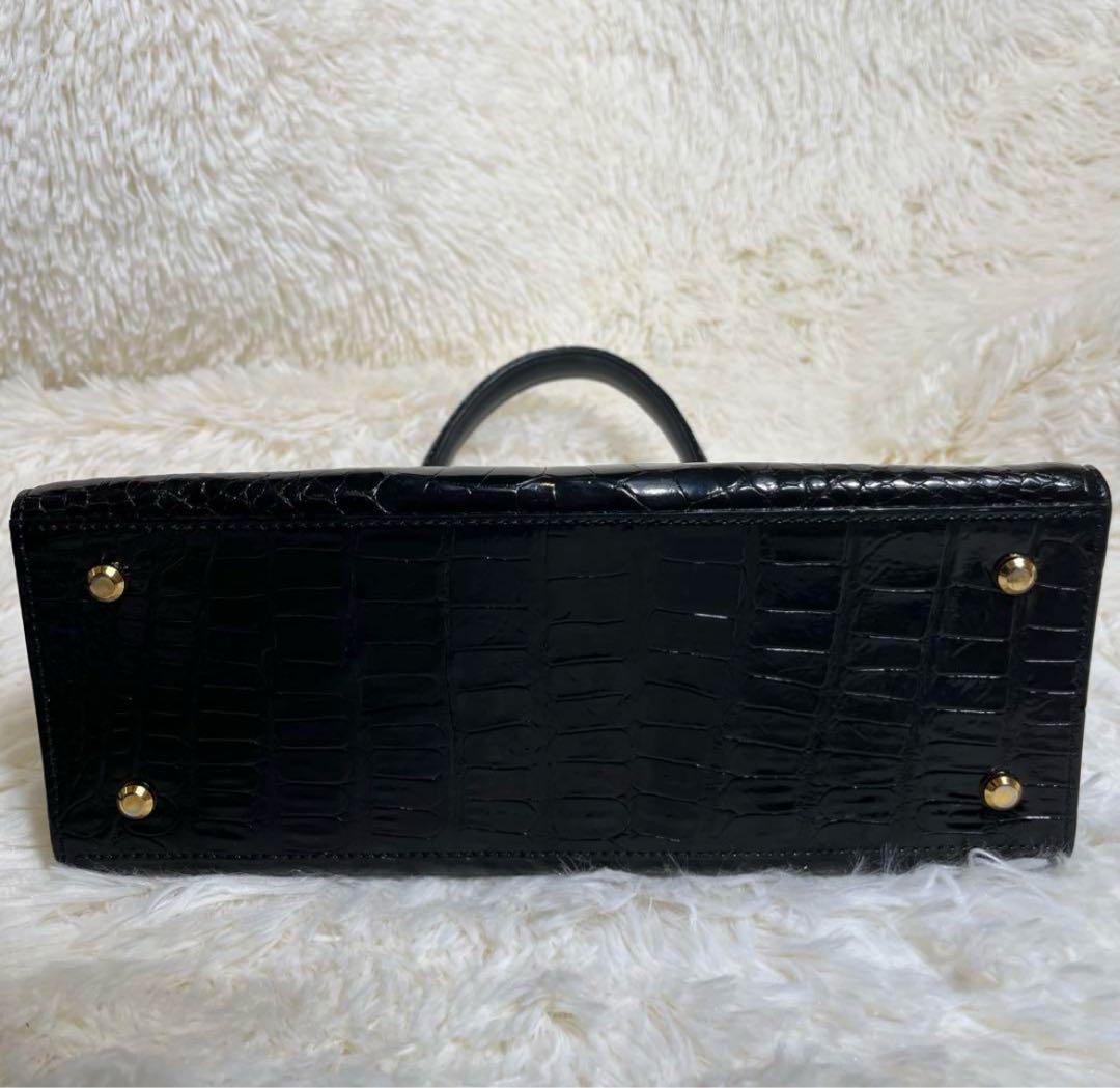 美品✨シャイニング ポロサス スモールクロコダイル センター取り ブラック
