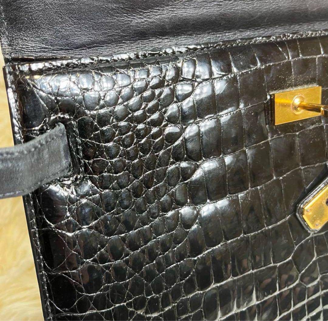 美品✨シャイニング ポロサス スモールクロコダイル センター取り ブラック