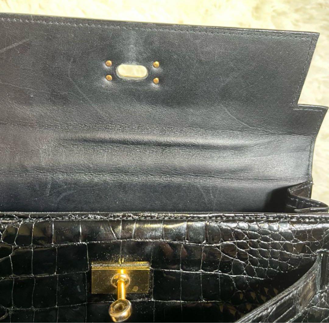 美品✨シャイニング ポロサス スモールクロコダイル センター取り ブラック