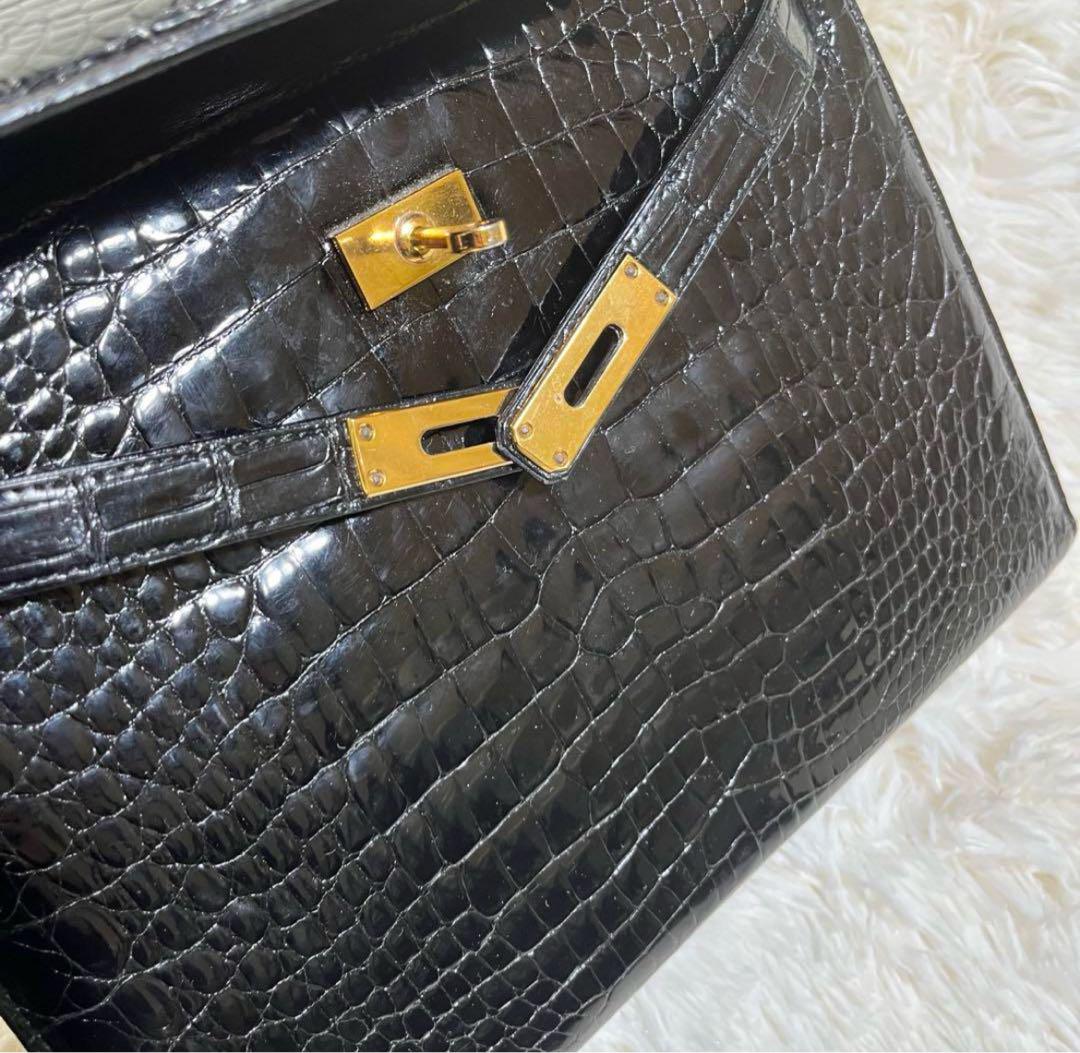 美品✨シャイニング ポロサス スモールクロコダイル センター取り ブラック
