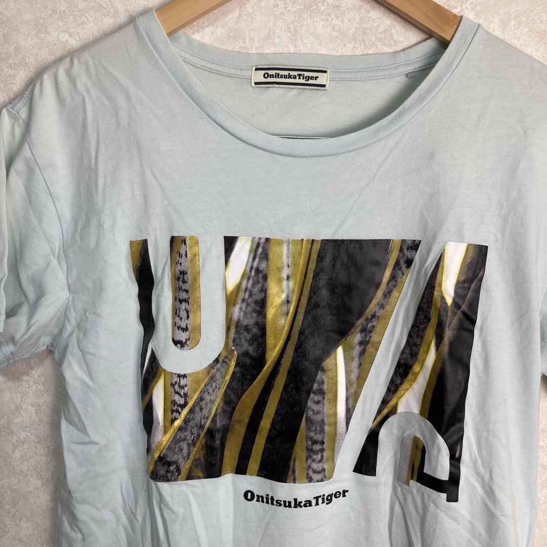 Onitsuka Tiger プリントオニツカタイガー Tシャツ ブルー 半袖