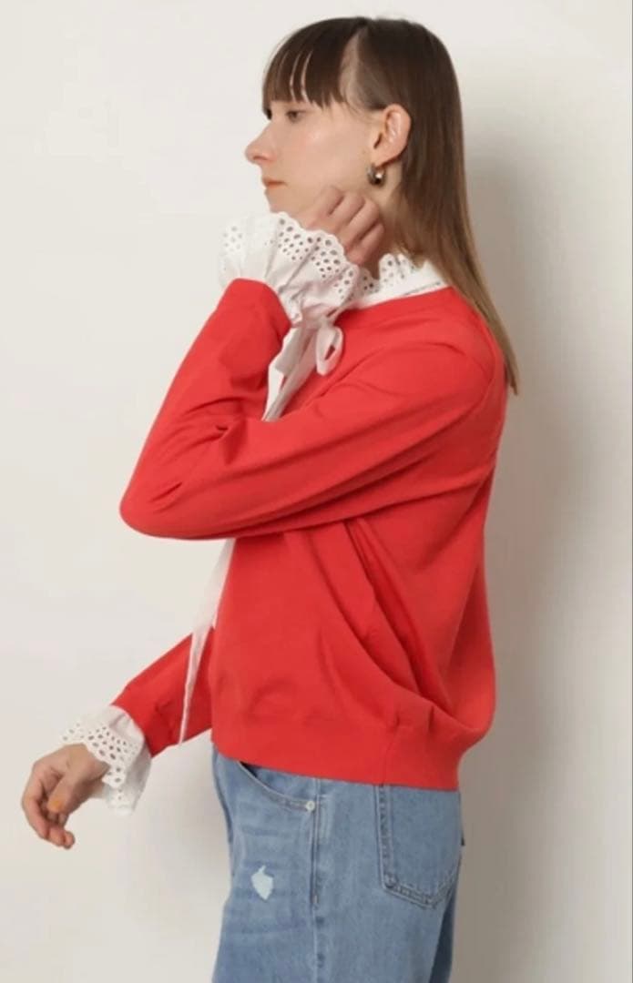 【タグ付き新品】カデュネ /衿カットワークレースニット 【タグ付き新品】カデュネ /衿カットワークレースニット