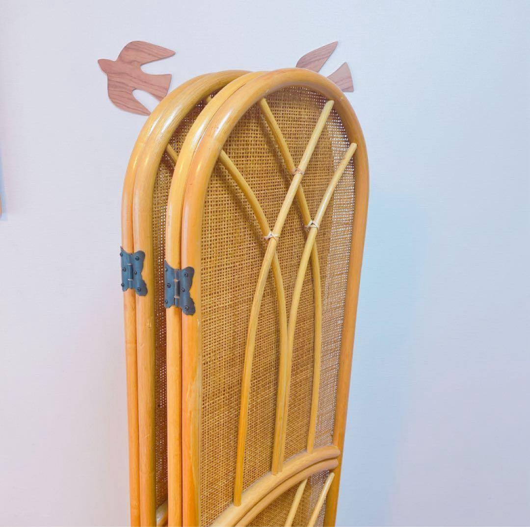 ラタン パーテーション 籐家具 衝立 4連 昭和レトロ アンティーク 高さ150 ラタン パーテーション 籐家具 衝立 4連 昭和レトロ アンティーク 高さ150