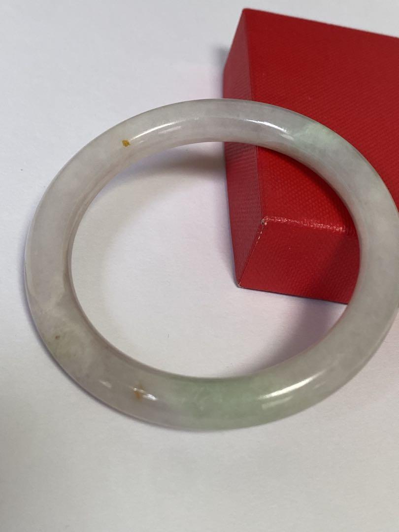 【超美品】ミャンマー産本翡翠バングル58.3mm 値下げ中】ミャンマー産本翡翠バングル（淡いピンク） 58.2mm