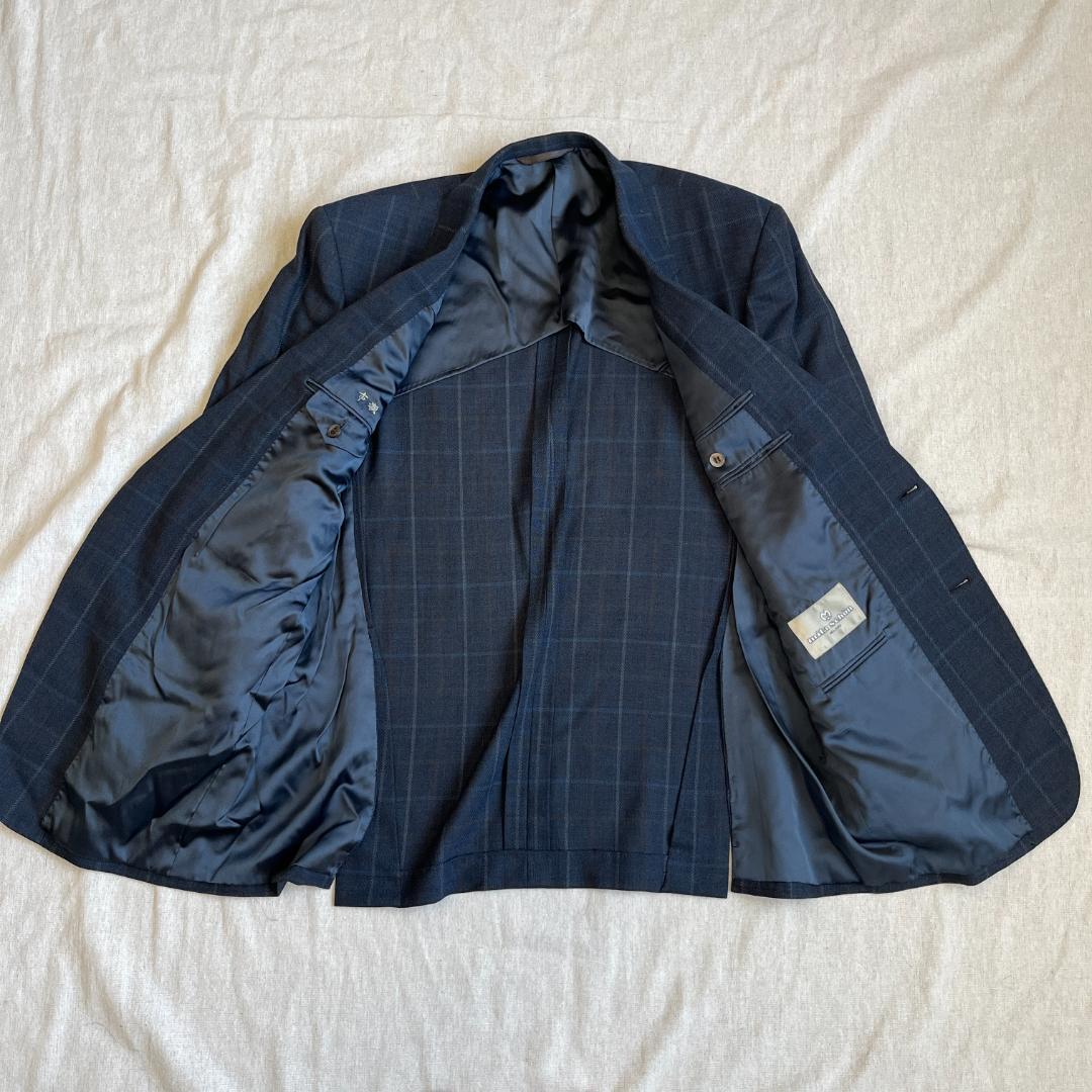 美品　ミラショーン　ウールテーラードジャケット　上品チェック柄　L~XL