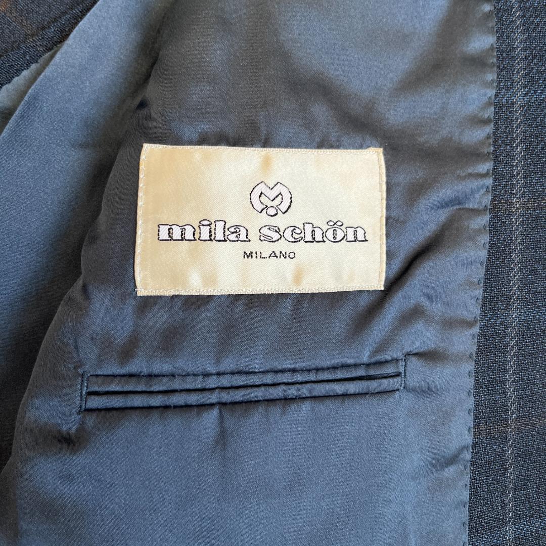 美品　ミラショーン　ウールテーラードジャケット　上品チェック柄　L~XL