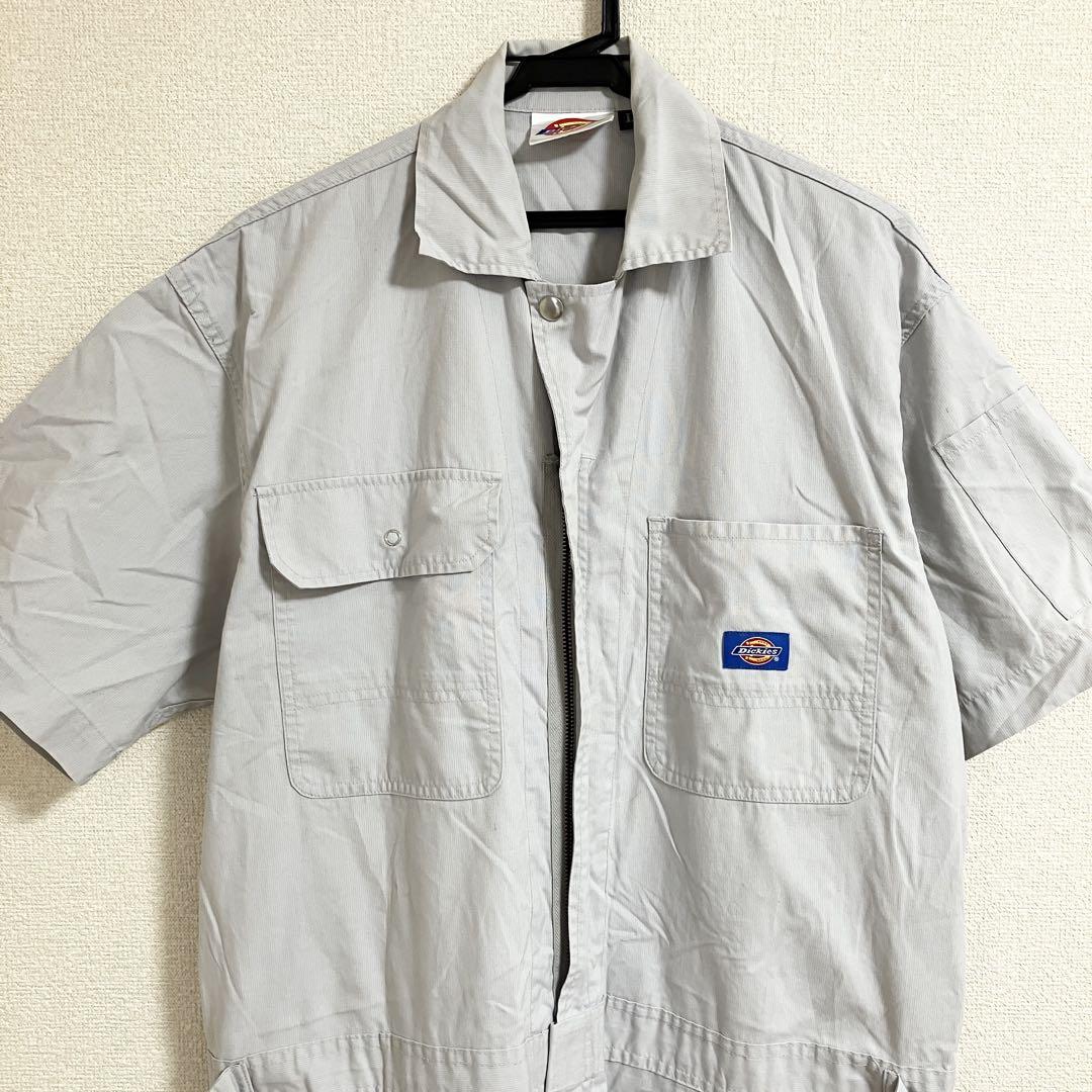 サイズL-R グレー ディッキーズ 半袖つなぎ Dickies 【送料無料】ディッキーズ つなぎ 半袖 グレー メンズ