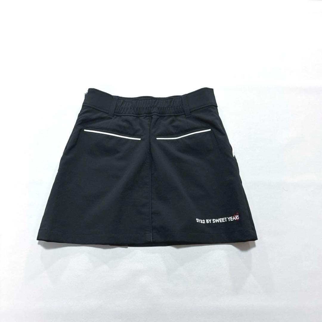 美品❗️SY32 ゴルフ　Ｍ　スカート　ラップスカート　ブラック　ロゴ　春夏 美品❗️SY32 ゴルフ M スカート ラップスカート ブラック ロゴ