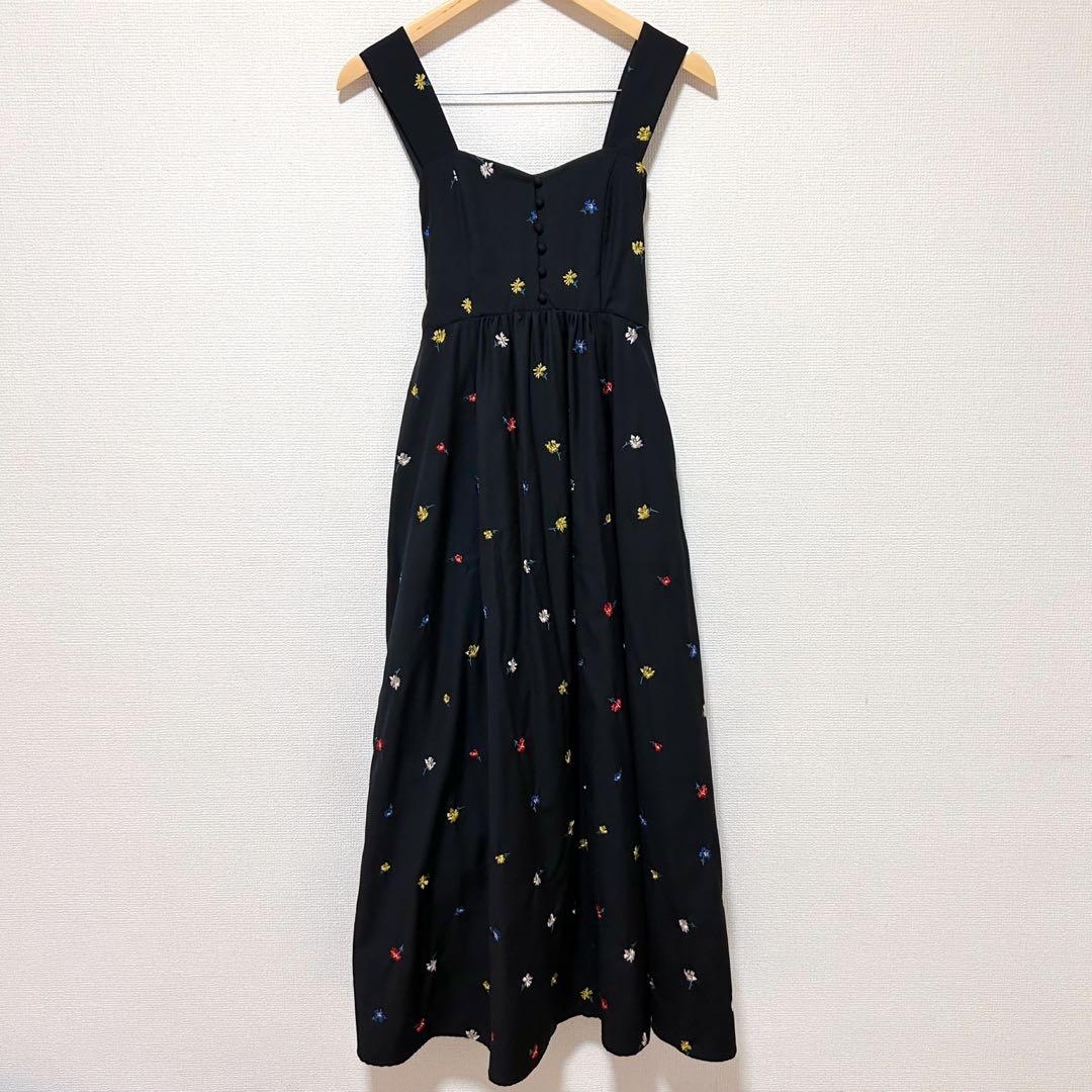 REDYAZEL レディアゼル オリジナルフラワー刺繍ワンピース 花柄 黒 M