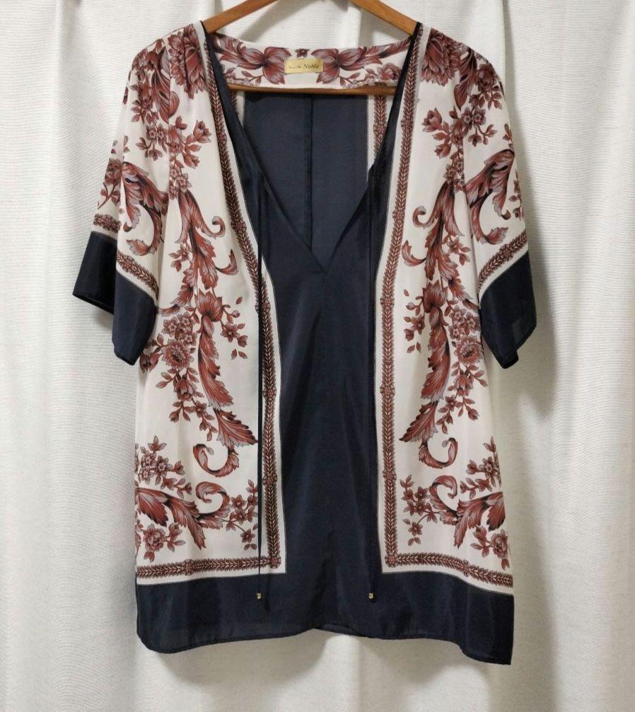 Noble 花柄プリント Vネック トップス