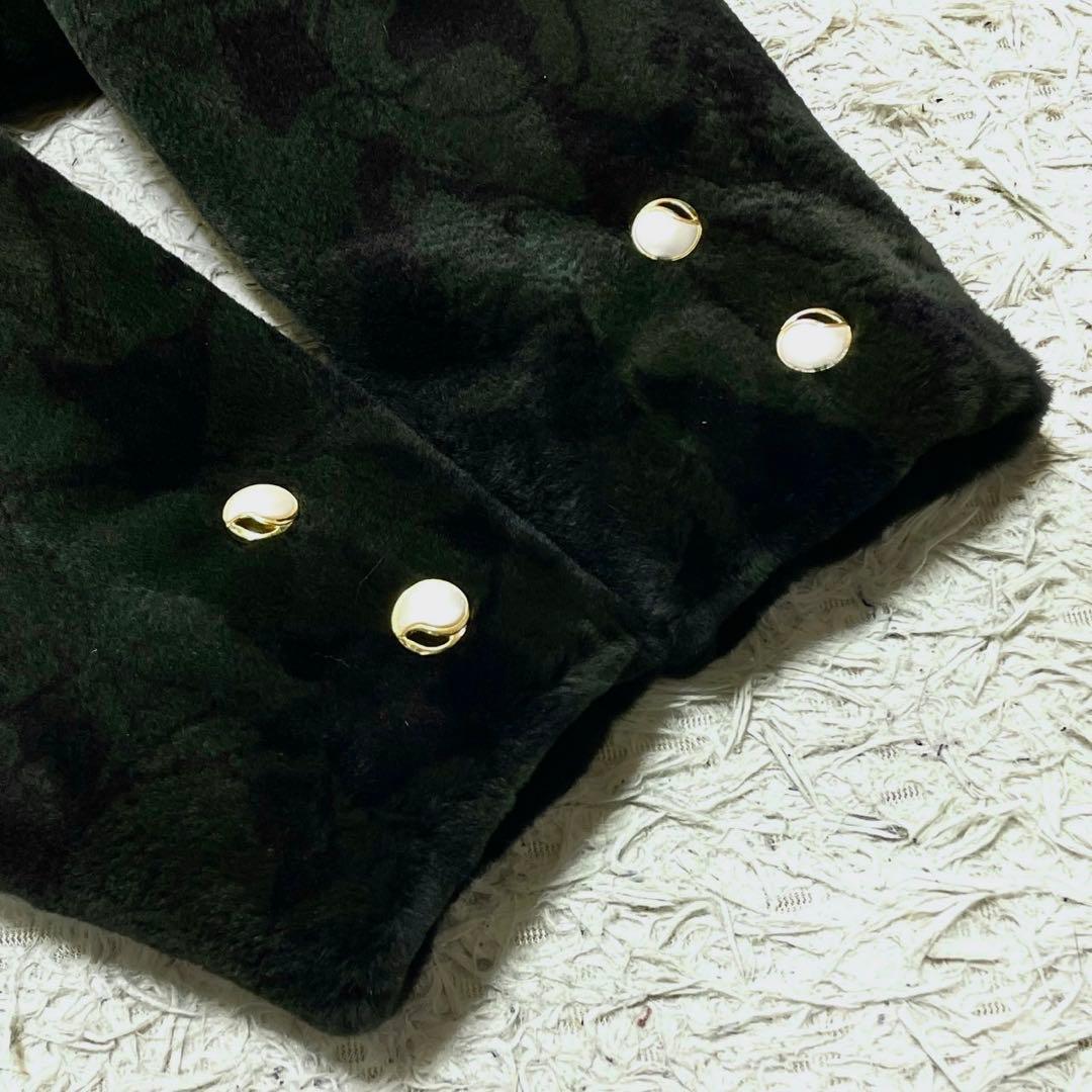 【美品】バレンシアガ シェアードミンク 総柄 コート グリーン Lサイズ相当 【美品】バレンシアガ シェアードミンク 総柄 コート グリーン Lサイズ相当