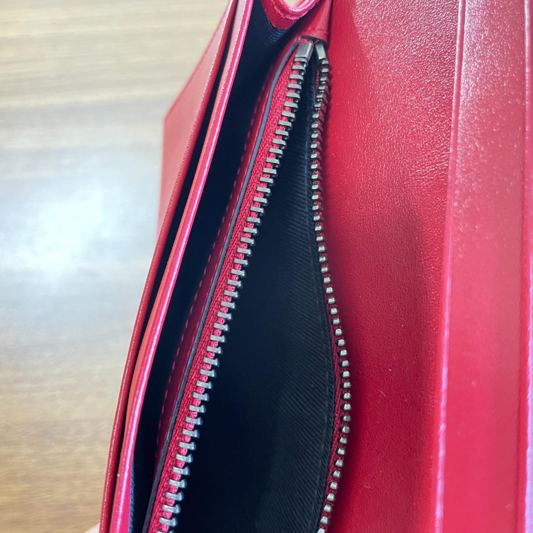 美品】BVLGARI 二つ折り長財布 レザー レッド FG-F14-37447